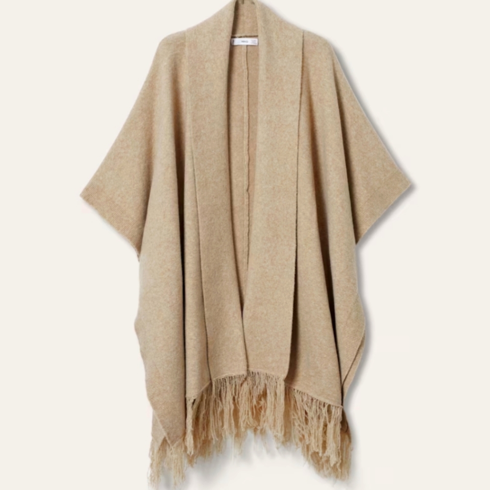 Mango Fringe Cape / Ruana (One Size)
